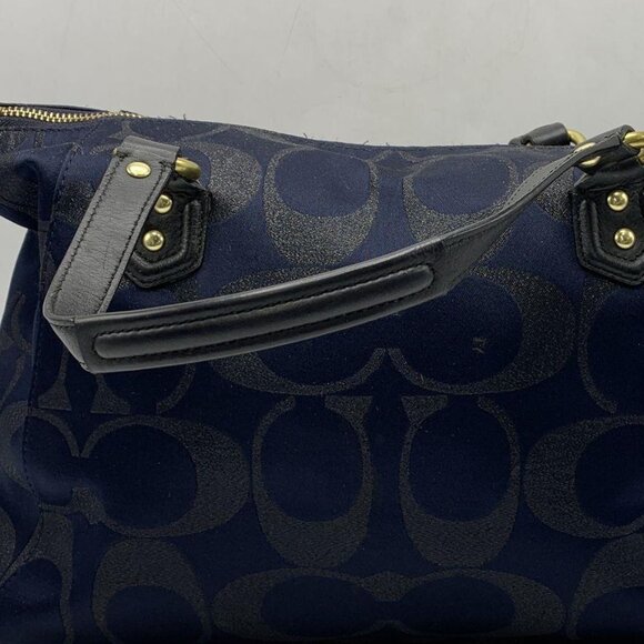 Coach F26243 Navy Blue Jacquard Campbell Signature Metallic Satchel Bag - Picture 3 of 15